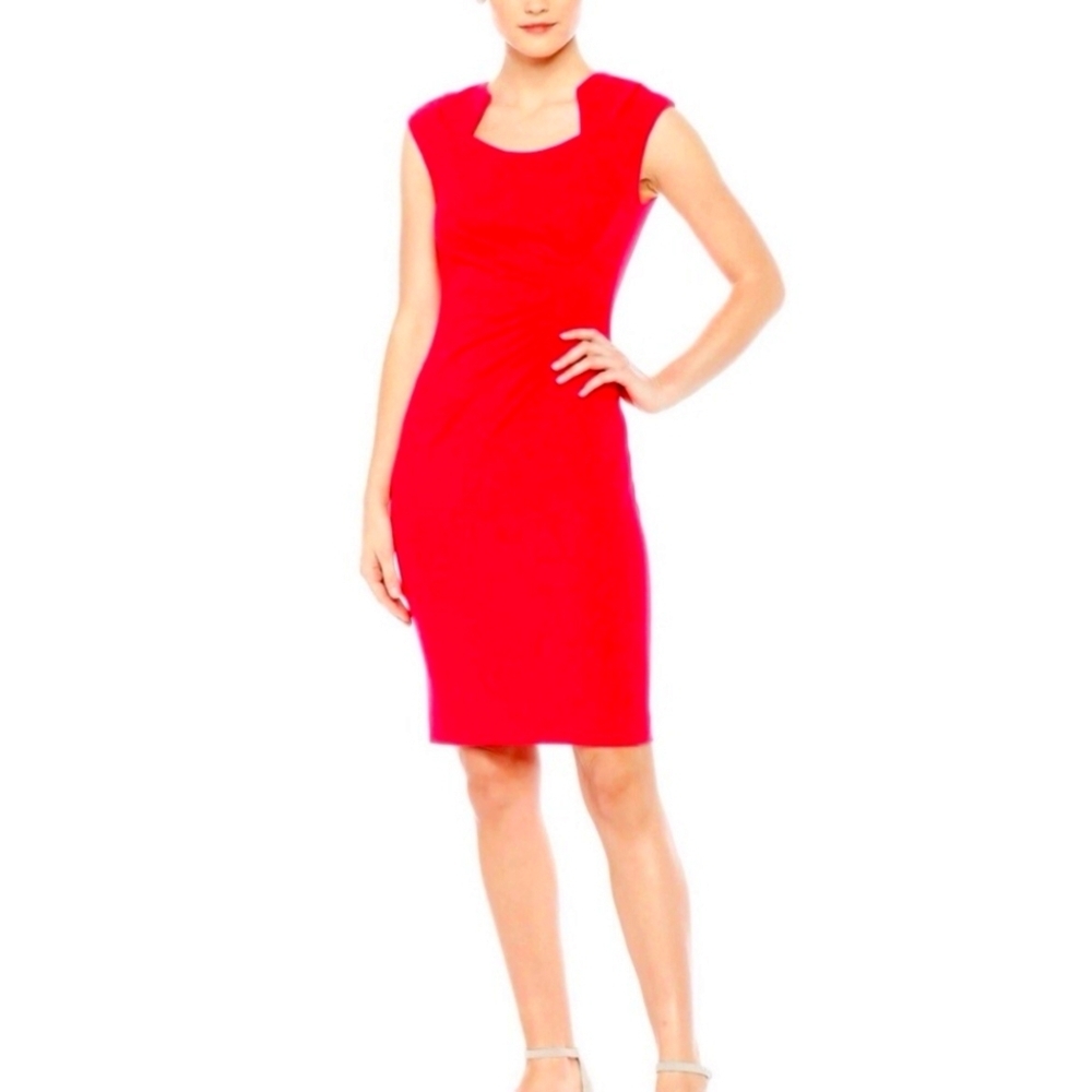 Shelby & Palmer Bold Red Gathered Midi Dress...SIZE:10